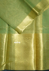 Classic Green with Gold - Tissue silk saree Silver Zari Boder - Best for Special Celebrations